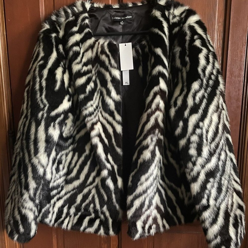 catherine malandrino faux fur coat medium m